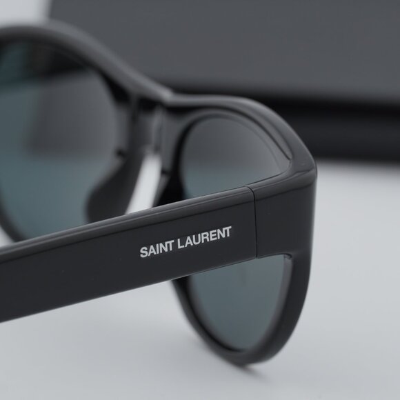 Saint Laurent SL 798 MAXIME 001 Oval Sunglasses - Black/Grey  display picture 2
